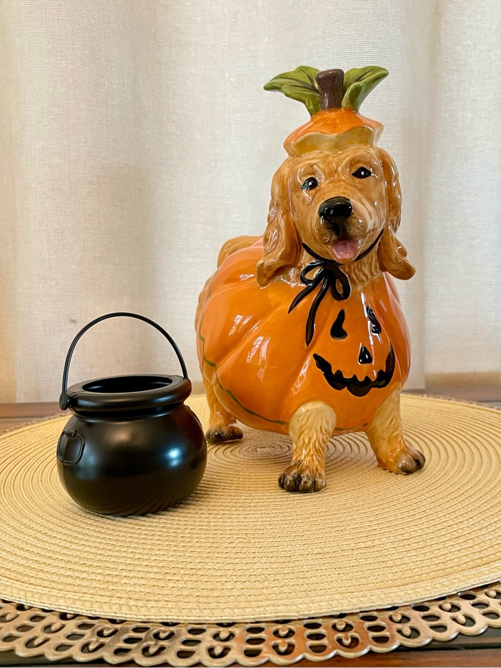 Blue Sky Clayworks Halloween Golden Retriever/Labradoodle In Pumpkin Costume